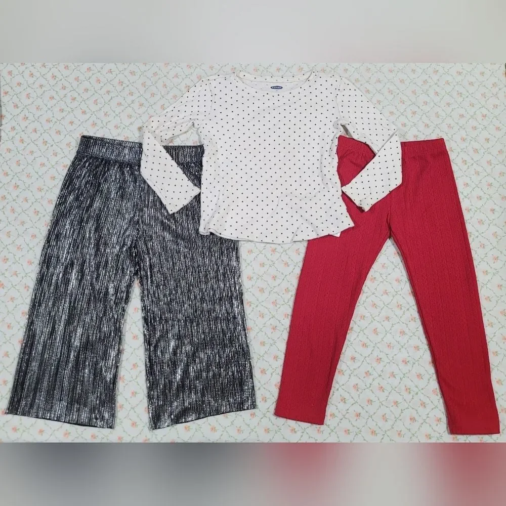 Old Navy Size 4t Long Sleeve Polka Dot Pants 3 Piece Winter Bundle